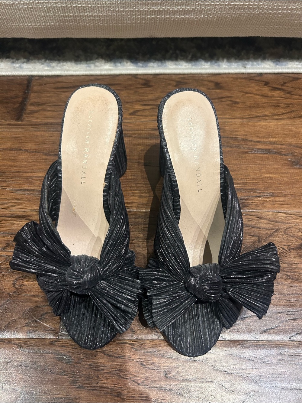 Loeffler Randall Black Knotted Bow Mule Heels